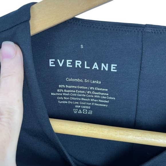 New Everlane The Short-Sleeve Crew Neck Bodysuit Black Thong Size Small - Picture 12 of 14